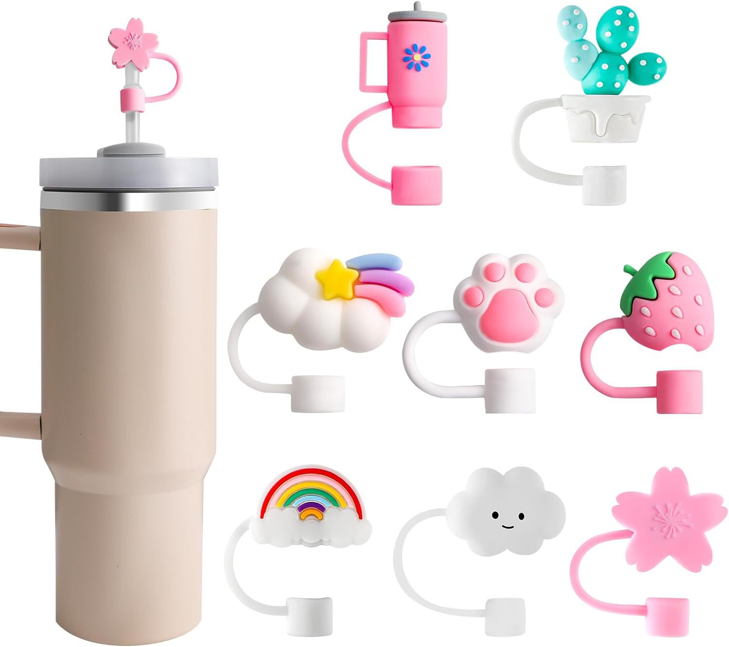 Wholesale 8pcs/pack 10mm Creative Cartoon Straw Cap